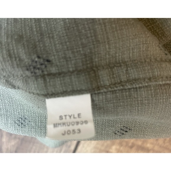 Crazy Horse A Claiborne Company 100% Silk Button Up Short Sleeve Shirt XL Olive - Picture 10 of 14